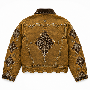 Custom Vintage Studded <b>Western</b> Denim <b>Jacket</b> Premium Washed Cowboy Style Casual Fashion Outerwear For Unisex - Product Image 2