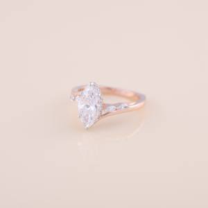 IGI Certified Marquise Cut Diamond Halo Engagement - Wedding Ring in <b>Solid</b> 925 Sterling <b>Silver</b> - Product Image 2