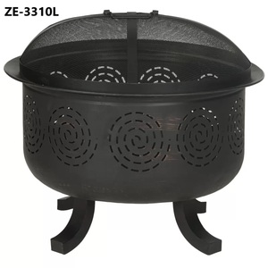 Brasero rond en métal noir pour l'extérieur avec écran anti-étincelles et pioche pour patio, jardin et cour. - Product Image 3
