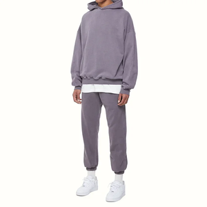 Conjunto Deportivo Unisex Verde Sólido con Capucha, Sudadera de Manga Larga y Pantalones, Corte Regular Informal, 100% Algodón Felpa, Ecológico, para Invierno - Product Image 2
