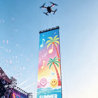 Pantalla LED Voladora para Drones, Personalizable, para Exteriores, Alfombra Mágica Flexible, Pantalla LED Transparente para Actividades Grupales y Celebraciones