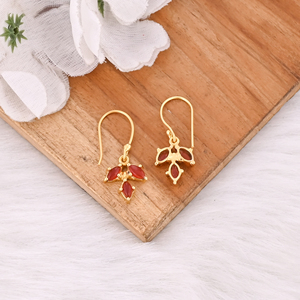 Pendientes Minimalistas de Ónix Rojo, Joyería de Latón Hecha a Mano - Product Image 4
