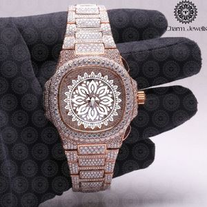 Montre de Luxe Charm Jewells en Acier Inoxydable, Boîtier 40mm, Mouvement Mécanique Analogique, Bracelet Tendance pour Homme, Accents Diamantés, Étanchéité 10 ATM - Product Image 5