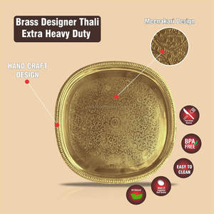 Plateaux de service en cuivre uniques collations servant taille et conception personnalisées forme ronde en gros pour produit Offre Spéciale - Product Image 4