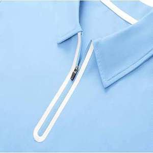 เสื้อผู้ชายพรีเมียมสีฟ้าอ่อนแบบซิปครึ่งตัว ป้องกันรอยยับ ไซส์ใหญ่ แขนสั้น ชุดลำลอง ชุดกีฬา ใส่ได้ทุกวันในฤดูร้อน ชุดออกกำลังกาย - Product Image 5