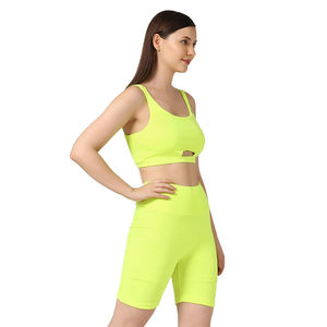 New Colour Custom Made 2-Piece Yoga Set Crop <b>Top</b> Shorts Anti-Bacterial Breathable Quick Dry Eco-Friendly Spandex Polyester - Product Image 3