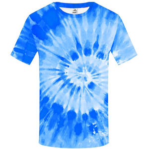 T-shirt à motif tie-dye dégradé psychédélique pour hommes et femmes, col rond néon, hauts décontractés à manches courtes, t-shirt numérique pour femmes - Product Image 2