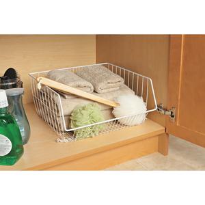 Panier de rangement minimaliste en métal, bac organisateur durable pour étagère de chambre - Product Image 1