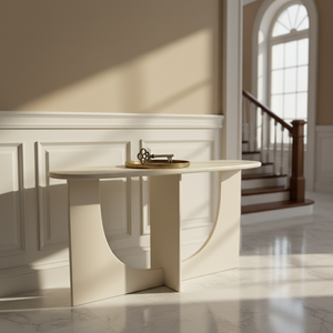 Mesa de Centro Moderna con Madera de Caucho Resistente, MDF y Chapa de Roble para Sala de Estar, Dormitorio, Decoración del Hogar, Color Crema - Product Image 2