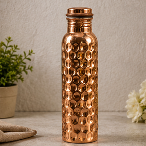 Bouteille martelée en cuivre perlé, flacon en cuivre intégral, bienfaits ayurvédiques pour la santé, récipient en cuivre - Product Image 3