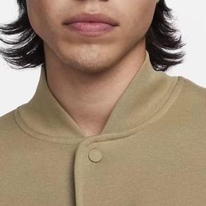 เสื้อแจ็คเก็ตวาร์ซิตี้สีเบจและสีขาวสำหรับผู้ชาย ติดกระดุมแบบสแนป สไตล์ลำลอง สตรีทแวร์ เสื้อโค้ททรงบอมเบอร์ - Product Image 5
