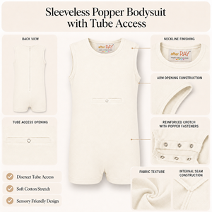 Natural for Tube Body Suit | Special Kids Sensory Clothing Inclusive Wear Cotton Stretch Sleeveless Zipper Closure Unisex All - Product Image 3
