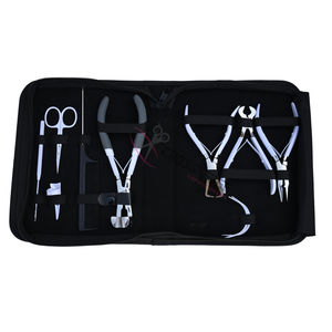 Outil professionnel pour extensions de cheveux blancs avec pince à micro-anneaux, pince à démonter les perles, mini-ciseaux, aiguilles et étui de rangement pour salon - Product Image 1