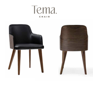 Fauteuil de salle à manger moderne en cuir PU rembourré avec pieds en bois pour le salon, meubles de maison - Product Image 1