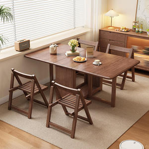 Daystar Trade Luxury Modern <b>Extendable</b> Marble <b>Dining</b> <b>Table</b> Folding Design Space-Saving Pedestal Base <b>White</b> Gold Finish Hotel - Product Image 3