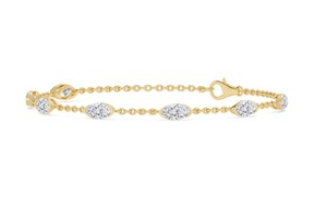 Bracelet chaîne luxueux en or rose 9 carats avec diamants de laboratoire de taille marquise, 2,51 CTW - Product Image 6