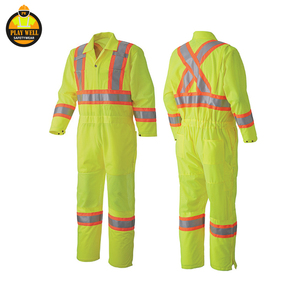 Summer Hi Vis Safety <b>Work</b> Coverall <b>Overalls</b> Uniforms Cotton High Visibility <b>Work</b> Reflective Roadway Custom <b>Work</b> Clothes - Product Image 4