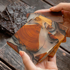 Sous-verres en résine artistique classique de haute qualité et en bois massif, tapis et dessous de verre personnalisés avec isolation écologique - Product Image 1