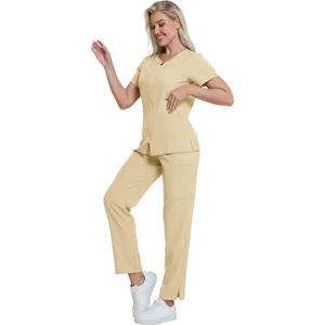 Blouse médicale zippée pour femme, manches courtes, style bomber, tenue de travail respirante et à séchage rapide pour infirmières - Product Image 4