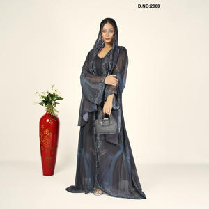 Luxury Chiffon Abaya Style Long <b>Shrug</b> <b>for</b> <b>Women</b>, Dubai Fashion Inspired Modest Outerwear with Elegant Flowing Fit - Product Image 1