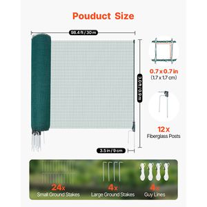 Malla de seguridad para jardín de 3 x 98.4 pies, valla temporal con postes y estacas de doble punta, malla de plástico con cuerda de sujeción incluida - Product Image 2