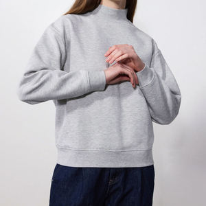 Women Crew Neck Lined Eco-Friendly Sweatshirt Solid Color Long Sleeve Knitted Cotton Pullover Autumn Casual <b>Top</b> - Product Image 3