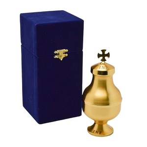 Traditional Brass Holy Oil Lamp Incense Burner With Lid Round Handmade Indoor Tabletop Decor Living Room used Church <b>Home</b> - Product Image 3