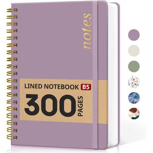 Cuaderno Espiral con Tapa Dura y Páginas Rayadas para Mujer, 300 Páginas, Tamaño B5 (7.1"x10"), Rayado para la Universidad y el Trabajo - Product Image 1