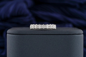 แหวนเพชรทรงบาแกตต์ 14K ทองคำขาว เพชรเพาะเลี้ยงในห้องปฏิบัติการ แบบ Eternity Band - Product Image 6