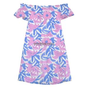 Robe de plage asymétrique pour femmes européennes et américaines, imprimée à la main, couvrant le ventre, style épaules dénudées, pour le marché transfrontalier - Product Image 2