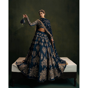 Bulk Exporter Supply Designer Wedding Wear Collection Indian Clothing Silk Zari Thread Sequence Work Lehenga Choli with Dupatta - Product Image 1