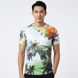 T-shirt à manches courtes pour homme, col rond, imprimé photo palmier, respirant, tricoté, coupe classique, vêtement décontracté, 100% polyester - Product Image 5