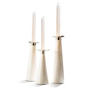 Decorative Bone Inlay <b>Candle</b> <b>Holder</b> With Yellow And White Inlay Design For Elegant Table Arrangements - Product Image 2