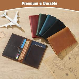 Genuine Premium PU Leather Passport <b>Holder</b> Custom Logo Full Grain Leather Travel <b>Wallet</b> Luxury Passport Cover Bulk Wholesale - Product Image 2