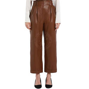 Pantalones de cuero al por mayor con MOQ bajo para mujer, pantalones de cuero de diseño moderno hechos a medida para la venta - Product Image 3