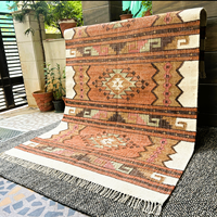 Tapis de couloir fin en jute naturel, couleur unie, fait main, à poils ras, bords festonnés, écologique, style bohème et rustique, pour la décoration intérieure, Kilim