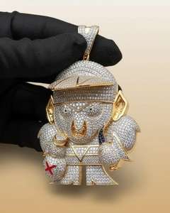 Pendentif fantaisie en moissanite taille ronde, motif dessin animé, en argent 925, pendentif homme en moissanite, pendentif 3D personnage dessin animé pour cadeaux - Product Image 1