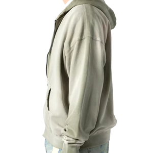 Sweat-shirt zippé à capuche vert olive pour homme, coupe oversize, décontracté, en polaire, avec poches, tricoté, pour l'automne, en polyester - Product Image 3