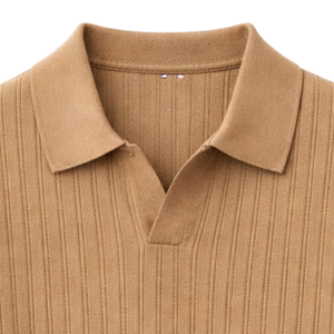 Polo en coton rayé pour homme, manches courtes, texture côtelée premium, coupe ajustée, décontracté, élégant, respirant, idéal pour l'été, vente en gros - Product Image 2