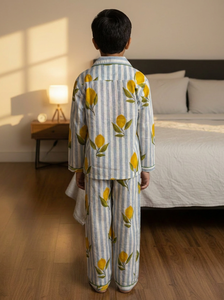 Pyjamas en pur coton pour enfants, ensembles chemise et pantalon, très confortables pour toutes les saisons, coton premium, imprimé mangue sur la robe. - Product Image 2