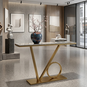Luxury Gold Stainless Steel <b>Console</b> <b>Table</b> Metal Top Modern <b>Narrow</b> Entryway Hallway Accent <b>Table</b> for Living Room School Hotel - Product Image 3