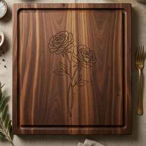 Planche à découper en bois d'acacia gravée à la main de forme carrée, fabricant en gros d'articles de cuisine, planche à découper pour fromage, vente en gros - Product Image 1