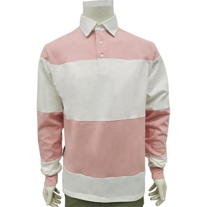 เสื้อโปโลแขนยาวผู้ชาย ลายทางสีชมพูขาว ดีไซน์ทันสมัย ทรงปกติ - Product Image 3