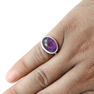 Handmade IGI Certified 925 Sterling Silver <b>Boho</b> <b>Ring</b> Comes With Vintage Unisex Bezel Set Natural Amethyst Gemstone In Oval Shape - Product Image 3