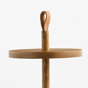 Rustic Three Tier Wooden <b>Cake</b> <b>Stand</b> Featuring Graduated Circular Trays And A Convenient Leather Loop Handle On Top For Serving - Product Image 2