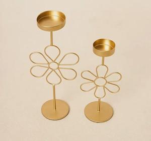 Candelero de Metal Dorado con Forma de Flor para Decoración del Hogar, Portavelas Cilíndrico Resistente al Calor - Product Image 4