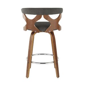 Ensemble de 2 tabourets de bar Gardenia Mid Century Modern en noyer et tissu anthracite - Product Image 5