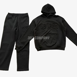 Conjunto de Sudadera con Capucha Negra Extra Grande y Pantalones Deportivos para Hombre, Ropa Deportiva Informal - Product Image 5