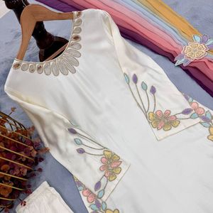 Women Indian Pakistani Cotton Set Sleeveless Fit and Flare Kurta Palazzo with <b>Shawl</b> Quick Dry <b>for</b> Daily Wear - Product Image 3
