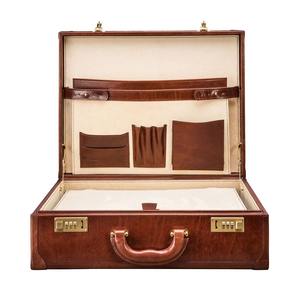 Maletín Ejecutivo de Cuero Marrón Vintage de Lujo con Cerradura de Combinación, Interior de Gamuza Crema y Herrajes de Latón Dorado - Product Image 5